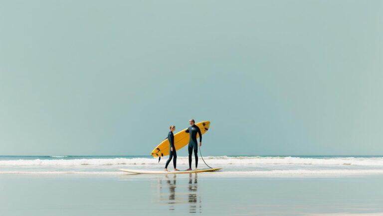 Aula de Surf na Praia na paleta de cores (#0D1824 #1E3A8A #F8FAFC #475569 e #047857) (1)