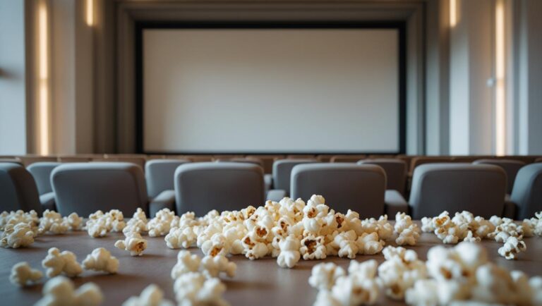 sala de sessao de cinema, com pipocas